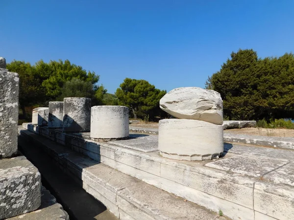 Rhamnous Attica Yunanistan Daki Antik Nemesis Tapınağının Kalıntıları — Stok fotoğraf