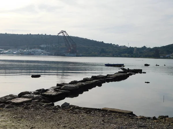 Febrero 2019 Isla Salamis Grecia Ruinas Del Antiguo Puerto Militar — Foto de Stock