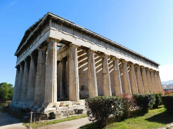 Março 2019 Atenas Grécia Vista Templo Hephaestus Hephaisteion Ágora Antiga — Fotografia de Stock