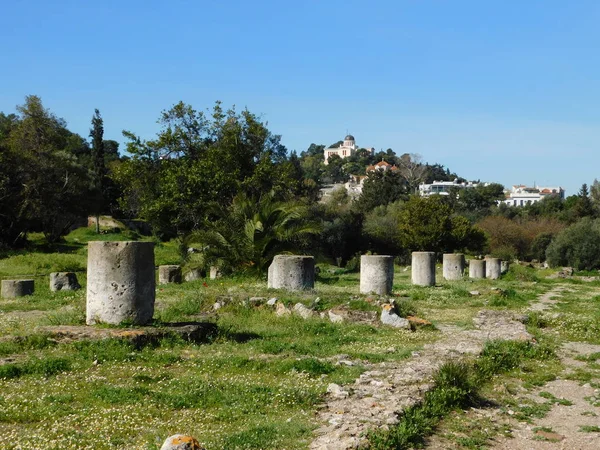 Blick Auf Die Ruinen Der Antiken Agora Oder Marktplatz Athen — Stockfoto