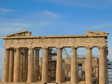 Atina, Yunanistan 'daki Tanrıça Athena' nın antik tapınağı Parthenon 'un manzarası