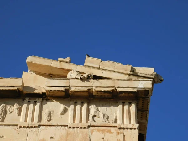 Esculturas Parte Superior Del Partenón Antiguo Templo Diosa Atenea Atenas —  Fotos de Stock