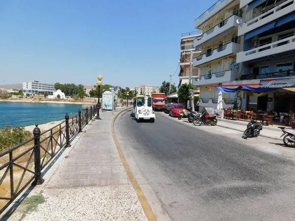 Sierpień 2019 Pireus Grecja Nadmorska Droga Mieście — Zdjęcie stockowe