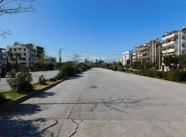 Marzo 2020 Glyfada Atenas Grecia Cuarentena Covid Estacionamiento Vacío —  Fotos de Stock