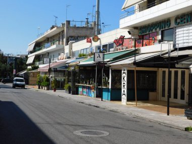 Mart 2020, Glyfada, Atina, Yunanistan. COVID-19 karantina. Boş sokaklar