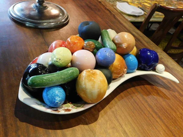 Coleção Decorativa Vidro Colorido Frutas Bolas — Fotografia de Stock