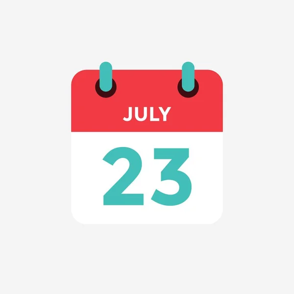 Календар плоскої ікони 23 липня. Дата, день і місяць. Векторні ілюстрації . — стоковий вектор