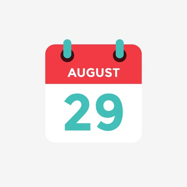 Календар плоскої піктограми 29 серпня. Дата, день і місяць. Векторні ілюстрації . — стоковий вектор