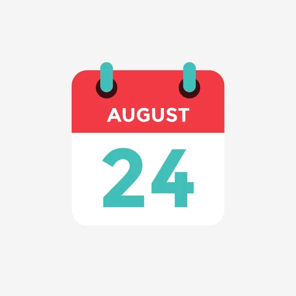 Lapos ikon naptár augusztus 24. Dátum, nap és hónap. Vektorillusztráció. — Stock Vector
