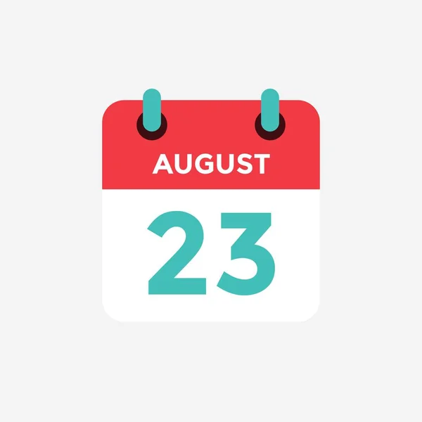 Календар плоскої ікони 23 серпня. Дата, день і місяць. Векторні ілюстрації . — стоковий вектор