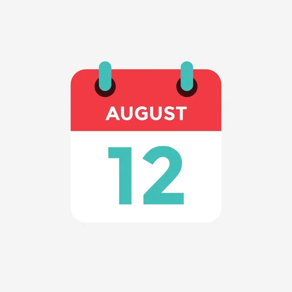 Календар плоскої піктограми 12 серпня. Дата, день і місяць. Векторні ілюстрації . — стоковий вектор