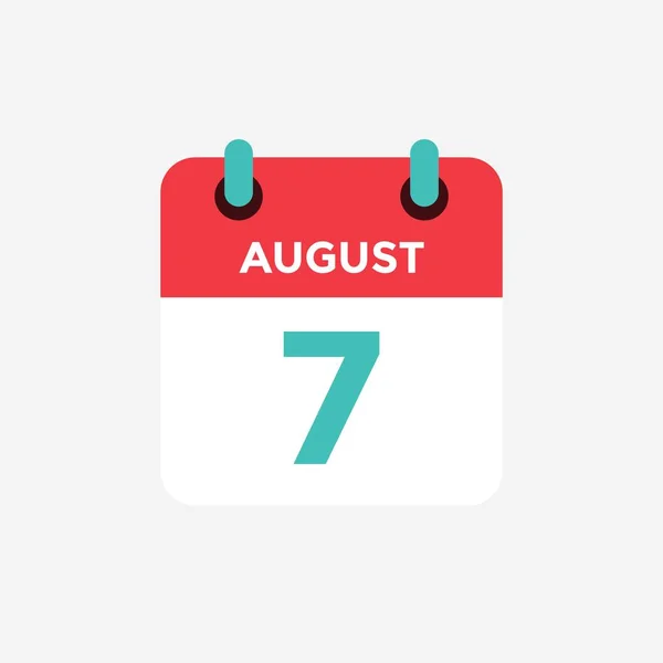 Календар плоскої піктограми 7 серпня. Дата, день і місяць. Векторні ілюстрації . — стоковий вектор