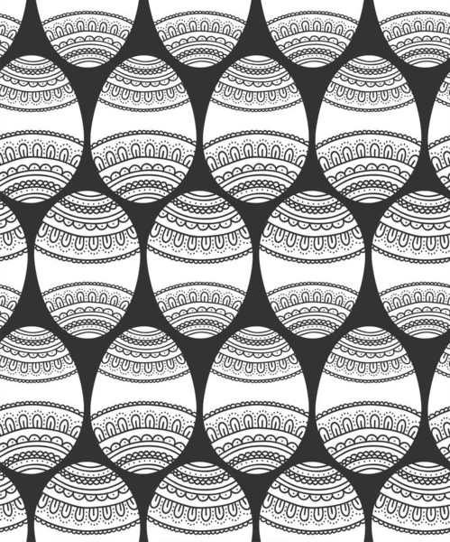 Ornamento de garabato de huevo de Pascua simple patrón sin costura, ilustración del vector — Archivo Imágenes Vectoriales