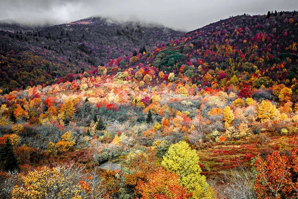 Campos de cementerio en el Blue Ridge Parkway en otoño — Foto de Stock