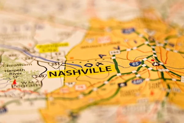Nashville tn obszarze mapę zdjęcie — Zdjęcie stockowe