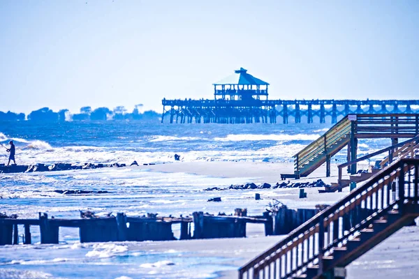 Pobřežní části scény pošetilost pláž Jižní Karolína — Stock fotografie