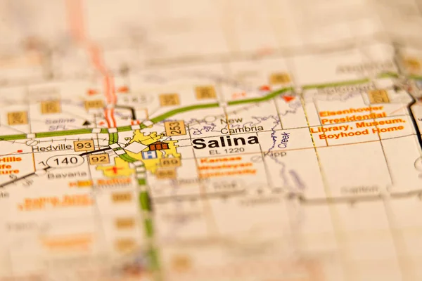 Salina ville in kansas carte de la région — Photo