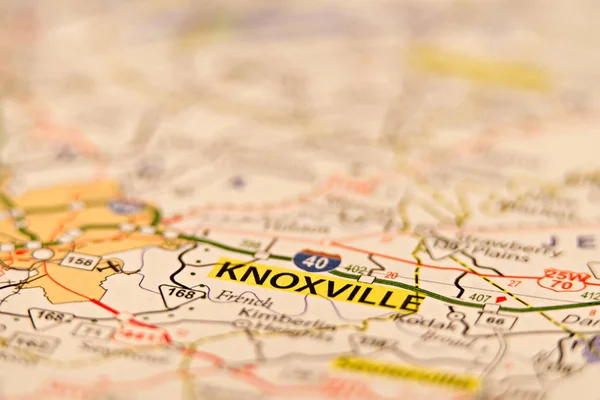 Knoxville tn usa obszaru na mapie — Zdjęcie stockowe