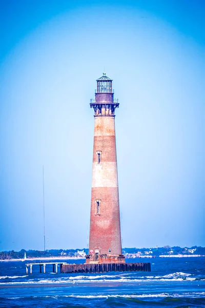 Vítr a Příbojová na Morris Island Lighthouse — Stock fotografie