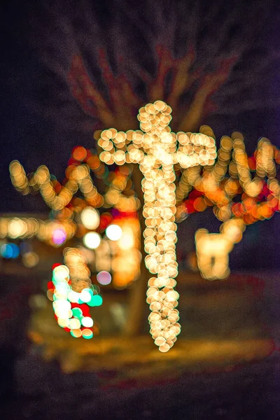 Decorações de Natal ao ar livre na cidade de Natal EUA — Fotografia de Stock