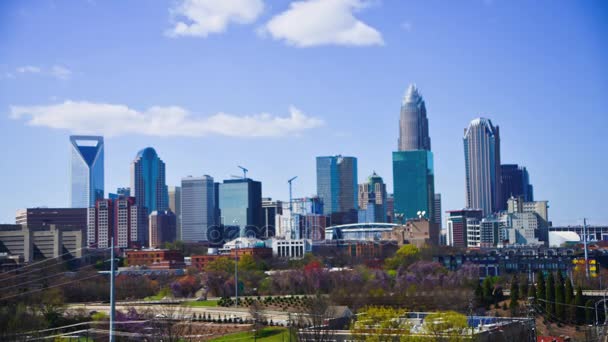 Charlotte city skyline im norden carolina — Stockvideo