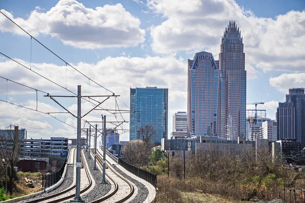 Charlotte, Észak-Karolina városára és a belváros — Stock Fotó
