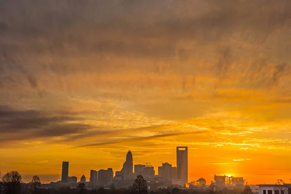 Charlotte North Carolina di pagi hari saat matahari terbit di musim semi — Stok Foto