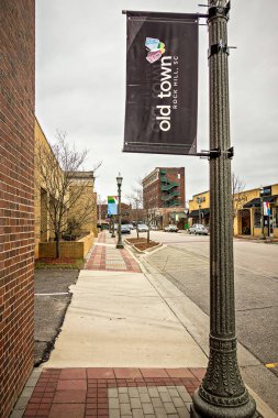 Şubat 2017 Rock Hill ABD - bir bulutlu gün arou üzerinde sokak sahneleri