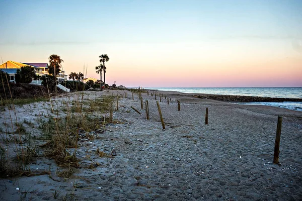 Ηλιοβασίλεμα στην παραλία edisto Βόρεια Καρολίνα — Φωτογραφία Αρχείου