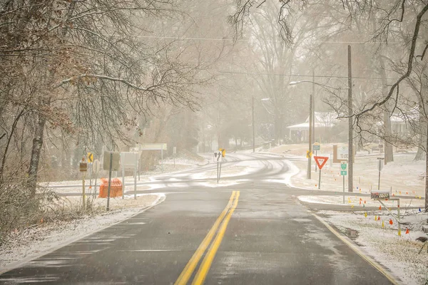 Winter storm passing through york south carolina downtown — Stock Photo, Image