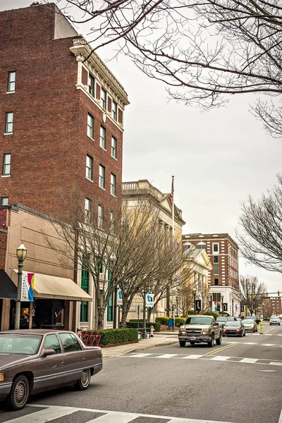 Februari 2017 Rock Hill Usa - straat scènes op een bewolkte dag arou — Stockfoto