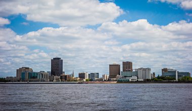 baton rouge downtown skyline across mississippi river clipart