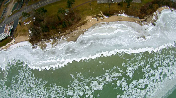 Luchtfoto van lake michigan in acme langs de weg park — Stockfoto