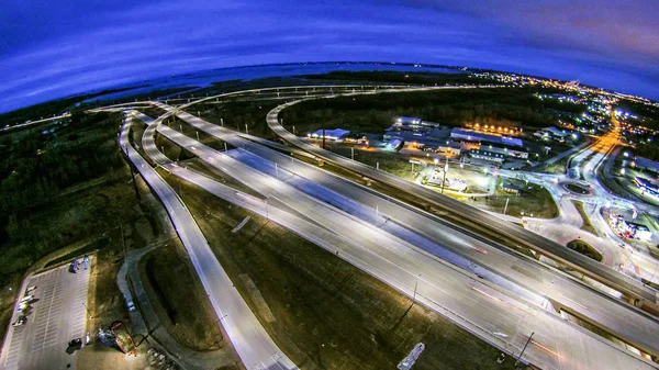 Luchtfoto via uitwisseling van de snelweg in de buurt van green bay, wisconsin — Stockfoto