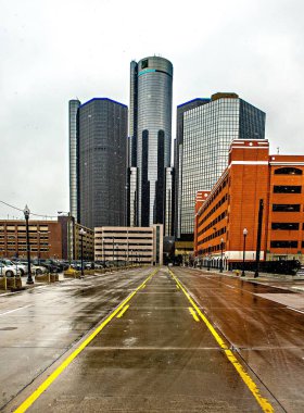 Detroit şehir şehir merkezinde kış aylarında