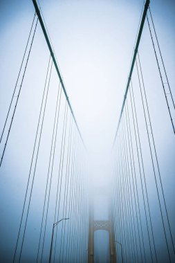 Kış sahneleri mackinac köprü ve mackinsw şehir michigan yakınlarında