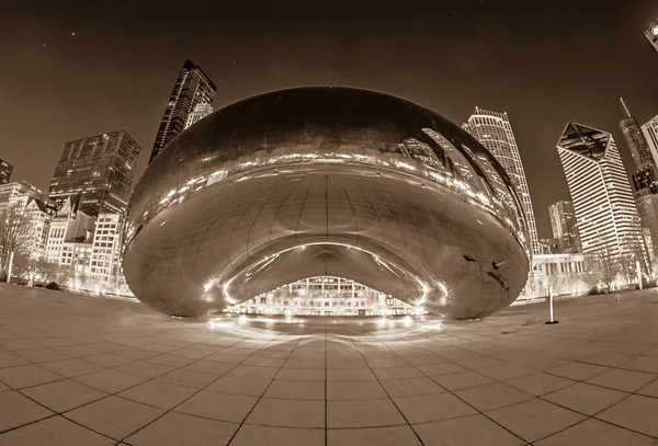 Millenium park ve bulut kapı fasulye downtown chicago — Stok fotoğraf