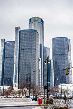 Detroit şehir şehir merkezinde kış aylarında