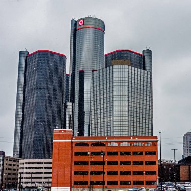 Detroit şehir şehir merkezinde kış aylarında