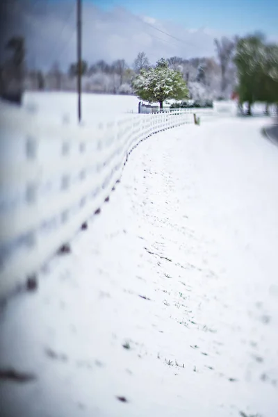 Abstrakta vinter scen på en land gård — Stockfoto