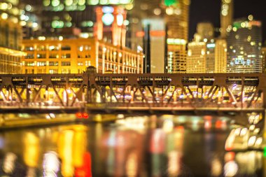 gece Chicago Illinois Tilt etkisi Cityscape