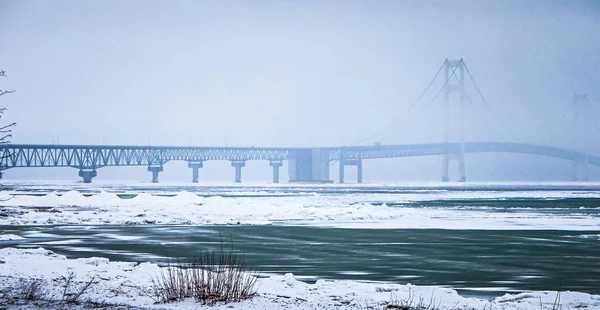 오대호에 얼어붙은 겨울 장면 — 스톡 사진