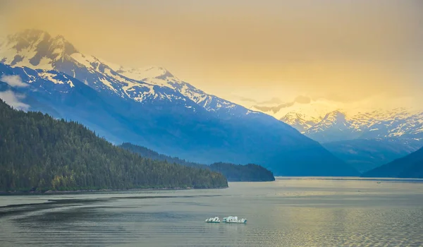 Gletsjers gezien vanaf Mud Bay op Admiralty Island — Stockfoto