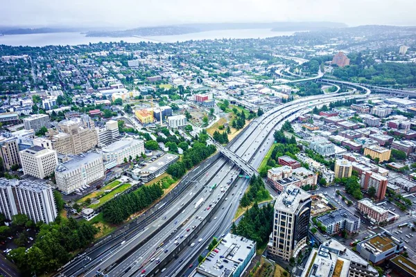 Aerial views over seattle washington — Stock Photo, Image