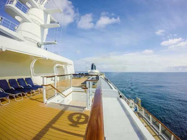 scenes on deck of cruise ship linerin pacific ocean