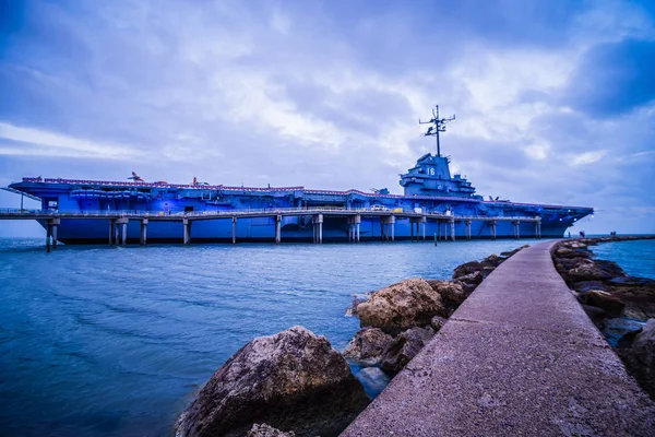 Aircraft carrier USS Lexington docked in Corpus Christi Stock Picture