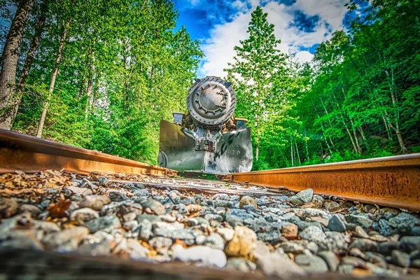 Oude schakelde white pass trein in skagway, alaska — Stockfoto