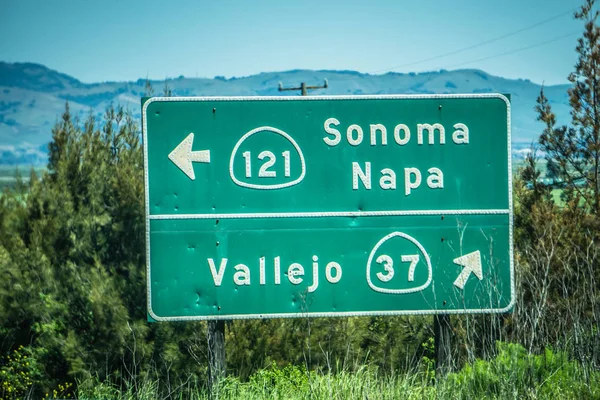 Sonoma napa autostradą kierunek znak — Zdjęcie stockowe