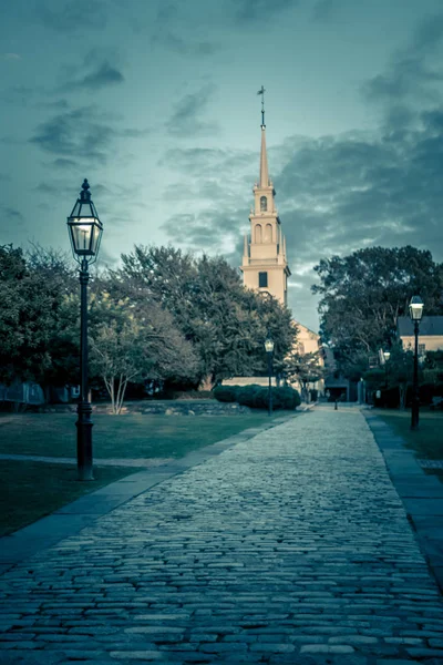 Newport Rhode Island city streets in the evening — стоковое фото