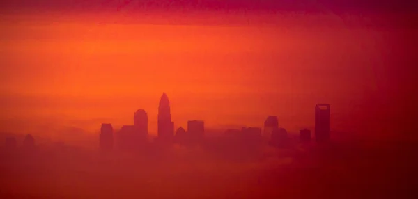 Aerial view in th emorning at sunrise over charlotte north carol — Stock Photo, Image